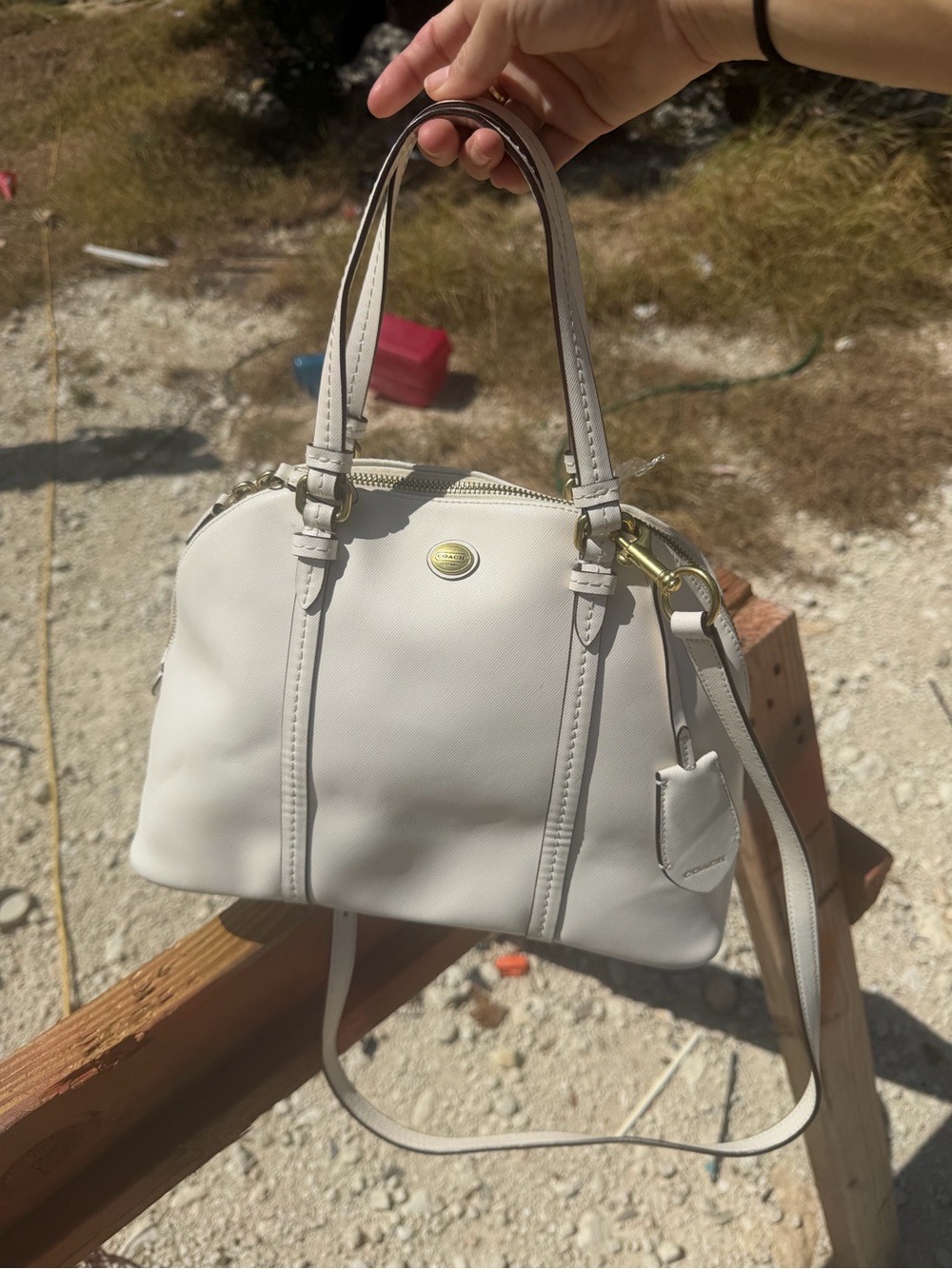 White Coach Peyton leather Cora domed satchel